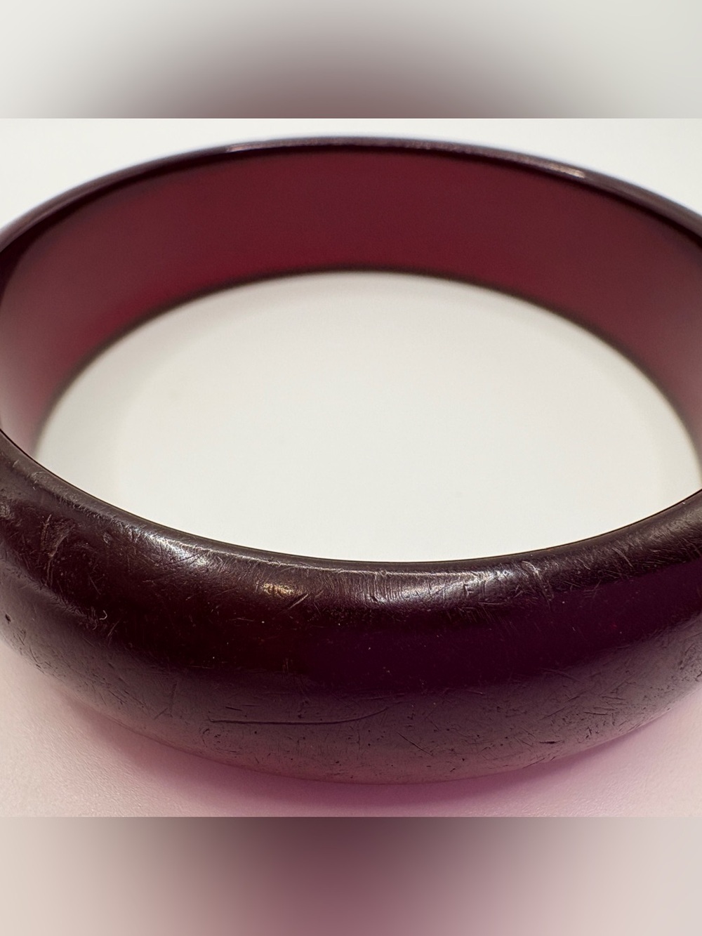 Vintage Cherry Red Bakelite Rounded Bangle Bracelet